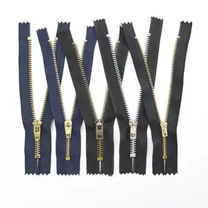 Custom Logo 3# 4# 5# Closed End Bulk Metal Jeans Zippers For Trouser