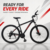 Vélo de montagne VTT 26/27,5/29 pouces avec 21/24/27/30 vitesses, cadre en alliage d'aluminium, fourche en acier, pédale à billes