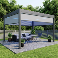 Pergola bioclimatique intelligente noire de grande taille, résistante au vent, en aluminium, avec écran zippé, pour aménagements de jardin