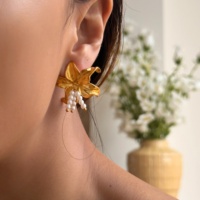 Anting Bunga Matahari Klasik 2027 Dazan Baru Berlapis Emas 18k Unik Anti Alergi Bahan Baja Tahan Karat Perhiasan Pantai Hawaii