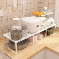 Étagère de table en métal à double niveau Fengyang White - Diviseur sous-meuble extensible à assembler librement - Rangement nordique