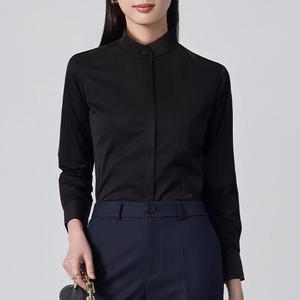Chemise professionnelle pour femme, nouvelle collection printemps-automne, col montant, boutons cachés, manches longues, couleur unie, tendance - Product Image 4