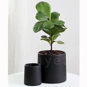 Vasi per Piante in Cemento Bianco e Nero Economici Cinesi, Vasi in Ceramica Dipinti per Fiori - Product Image 1