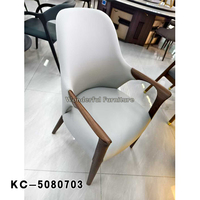 Chaise de salle à manger moderne en cuir PU rembourrée avec structure en bois massif, fauteuil pour la maison, l'hôtel, le restaurant