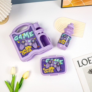 Boîte à bento portable pour l'école Conteneur à bento étanche Nouveau dessin animé chaud Boîte à lunch créative pour enfants avec bouteille d'eau et poignée - Product Image 3