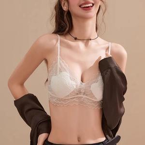 Ropa interior francesa Sexy de verano para <span class=keywords><strong>mujer</strong></span>, hermoso Sujetador de encaje fino sólido, nuevo tejido ajustable, pequeño, grande, todos los días - Product Image 4