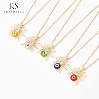 Acier inoxydable Multi Couleur Turc Oeil Clé Forme Pendentif Populaire Nouvelle Arrivée Marque Zircon Designer De Luxe Collier