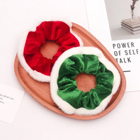 Nouveauté Nicro : Élastique à cheveux en velours rouge et vert avec bordure blanche, chouchou de festival, bandeau en polyester, cadeau de Noël