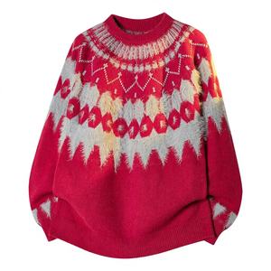 Suéter <span class=keywords><strong>de</strong></span> <span class=keywords><strong>hombre</strong></span> <span class=keywords><strong>de</strong></span> punto grueso estilo Fair Isle con jacquard <span class=keywords><strong>de</strong></span> imitación <span class=keywords><strong>de</strong></span> visón para otoño e invierno, retro, moderno, estilo holgado y cómodo. - Product Image 3