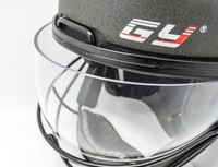 Masque de hockey sur gazon avec visière transparente et cage en acier, sangle de tête réglable, mousse à double densité, logo personnalisé