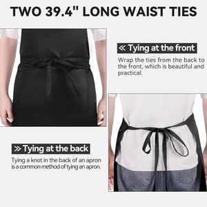 Wholesaleeco-Thân thiện với biểu tượng tùy chỉnh cotton polyester không thấm nước Đầu Bếp Nấu Ăn Tạp dề cho quán cà phê nhà hàng nhà bếp tạp dề - Product Image 3