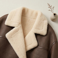 Manteau long chaud pour femme, marron foncé, style vintage, en similicuir, mélange de laine à 30 %, doublure polaire, revers cranté, coupe ample, vêtement d'extérieur d'hiver