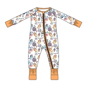 Wholesale Custom Bamboo Cute Newborn Baby Girls Wildflower High Quality Bubble Romper Zippies Clothes Set Baby
