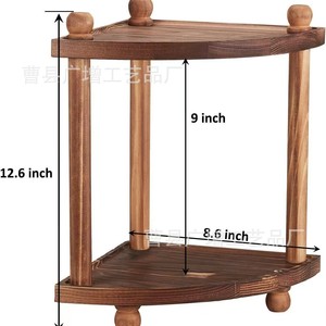 Estante de Almacenamiento de Esquina de Madera, Triangular, de 2 Niveles, para Cocina, Baño, Organizador Multiusos - Product Image 4
