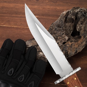 Cuchillo utilitario DIY de punta recta para camping, hoja de acero inoxidable, mango de madera, 20 cm, 4 mm de grosor, OEM personalizable - Product Image 3