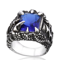 Bague unisexe en acier inoxydable et titane, ornée de zircon, coupe ovale, style rétro, pour homme, idéale pour les fêtes et les anniversaires, bijou cadeau
