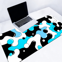 Tapis de souris et clavier de jeu rectangulaires Tigerwings XXL abstraits noir et blanc, imperméables, à transfert thermique, en caoutchouc, antidérapants, en stock