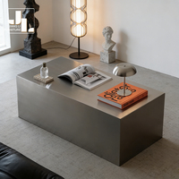 Table basse rectangulaire moderne et simple en métal argenté pour salon, hall d'hôtel, meuble durable