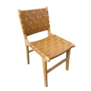 Chaise de salle à manger en bois massif avec dossier tressé, chaise d'appoint contemporaine en bois pour la maison, l'hôtel et la salle à manger - Product Image 2