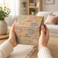Boîtes en carton ondulé Kraft en gros, personnalisées avec logo imprimé, pour tasses à café écologiques, emballage à rabat ondulé, boîtes recyclables