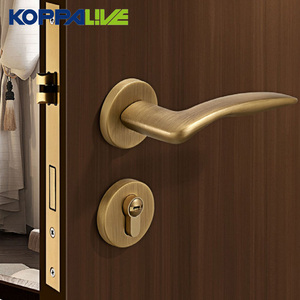 Koppalive Francês Solid Brass Door Handle Gun Metal Interior Privacidade Alavanca Maçaneta e Bloqueio para Banheiro & Quarto - Product Image 3