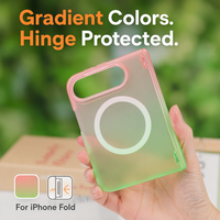 Coque Duo pour iPhone, dégradé givré translucide, protection de charnière, compatible avec la charge magnétique sans fil, antichute, sensation de peau.