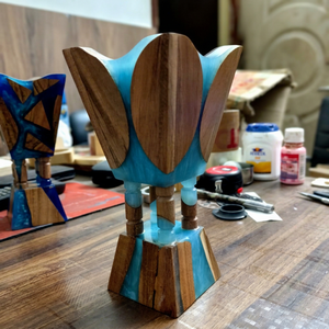 Quemador de Incienso de Resina y Madera Hecho a Mano con Diseño Geométrico e Incrustaciones Multicolores, Difusor Aromático para Uso en Todas las Estaciones - Product Image 1