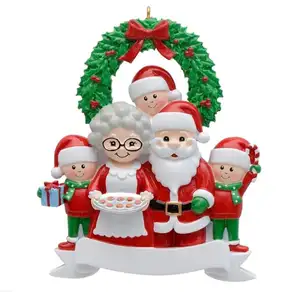 Санта и миссис Клаус с 3 внуками, персонализированное Рождественское украшение для семьи, бабушки и дедушки