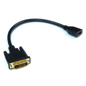 Câble adaptateur DVI 24 + 5 mâle vers HDMI femelle, connecteur vidéo en cuivre noir moulé par injection - Product Image 1