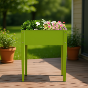 Jardinera Elevada para Exteriores de 24.5 x 12.5 Pulgadas, Maceta Metálica para Plantas, Flores y Frutas, Diseño Moderno Verde - Product Image 2