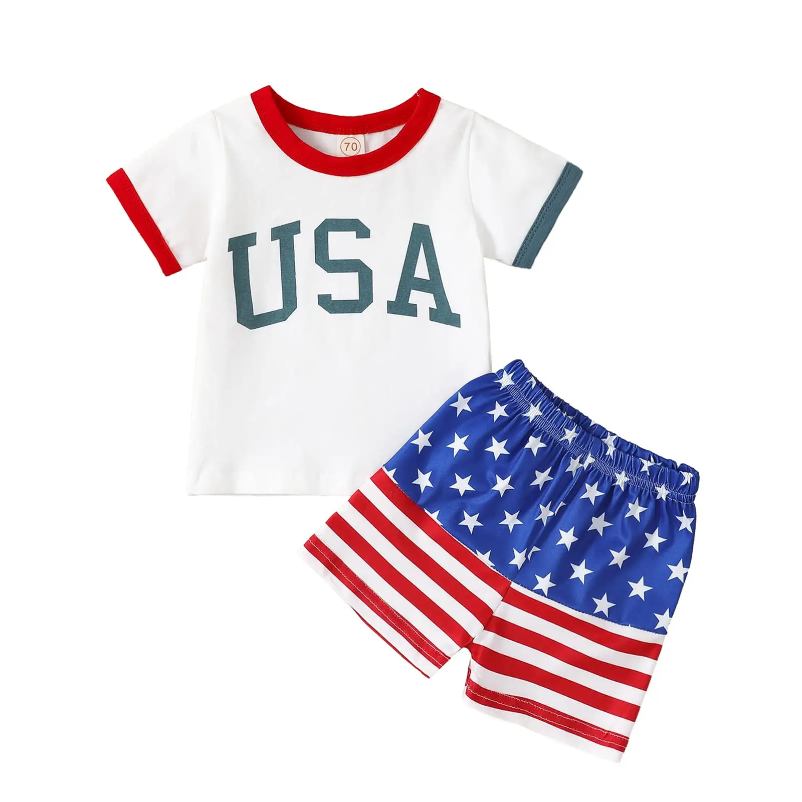 Conjunto de camisa de elemento del Día DE LA Independencia, conjunto de verano para bebés recién nacidos, pantalones cortos, conjunto de ropa de 2 uds