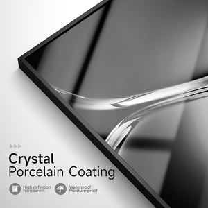 Buda Dorado en Nubes Celestiales - <span class=keywords><strong>Pintura</strong></span> en Porcelana de Cristal en Marco de Aluminio Premium, Decoración de Pared - Product Image 4