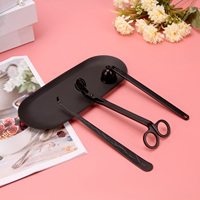 Kit d'entretien de bougies 2026 personnalisé de luxe, noir mat de haute qualité, ensemble d'accessoires 4-en-1 pour bougies avec coupe-mèche et plateau