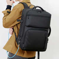 Ransel Laptop Ergonomis Tahan Air dan Awet dengan Port Pengisian Daya USB Desain Minimalis Lapisan Poliester Tali Pengikat Bagasi