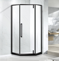 Kamar mandi kaca bening mewah, layar Pancuran pintu kamar mandi geser dua lipat Modern Tempered lurus dengan bingkai Aluminium