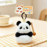 Porte-clés en peluche chat zen en gros, anti-stress, avec breloque marteau à poisson en bois, chat noir siamois Kawaii pour sac à dos, cadeau