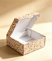Boîte d'expédition en carton ondulé personnalisée, écologique, recyclable, réutilisable, motif feuille artistique, blanc laiteux, vente en gros
