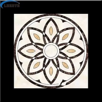 Mosaïque de marbre poli pour sols, motif floral en jet d'eau, parquet