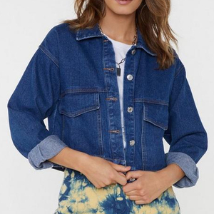 Bleu classique <span class=keywords><strong>jean</strong></span> <span class=keywords><strong>veste</strong></span> <span class=keywords><strong>en</strong></span> gros femmes denim <span class=keywords><strong>blazer</strong></span> - Product Image 1