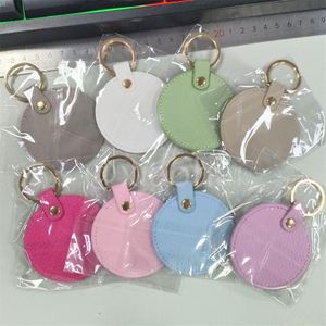 Personalized Fashion PU Leather Round <b>Keyring</b> Multiple Colors Custom Logo Promotional Keychains <b>Carabiners</b> Hanging Key Holder - Product Image 6