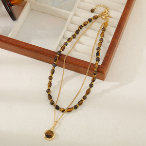 Collane Artigianali in <span class=keywords><strong>Ambra</strong></span> <span class=keywords><strong>Naturale</strong></span> con Perline, Placcate in Oro Vero, Impermeabili e Inossidabili, alla Moda - Product Image 5