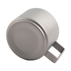 Pure Titanium Double Wall Coffee Mug Ultralight Insulated Espresso <b>Tea</b> Cup Metal Water Tumbler with Square Handle - Product Image 2