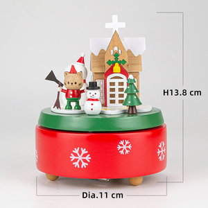 Cadeaux créatifs joyeux noël boîte à musique à manivelle rotative en bois <span class=keywords><strong>de</strong></span> hêtre avec <span class=keywords><strong>chanson</strong></span> pour la décoration intérieure - Product Image 2