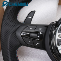 VENTE FLASH Volant de voiture en cuir pleine fleur à fond plat pour BMW E81 E82 E87 E88 E90 E91 E92 E93 E84 E70 E71 E89 avec bande bleue