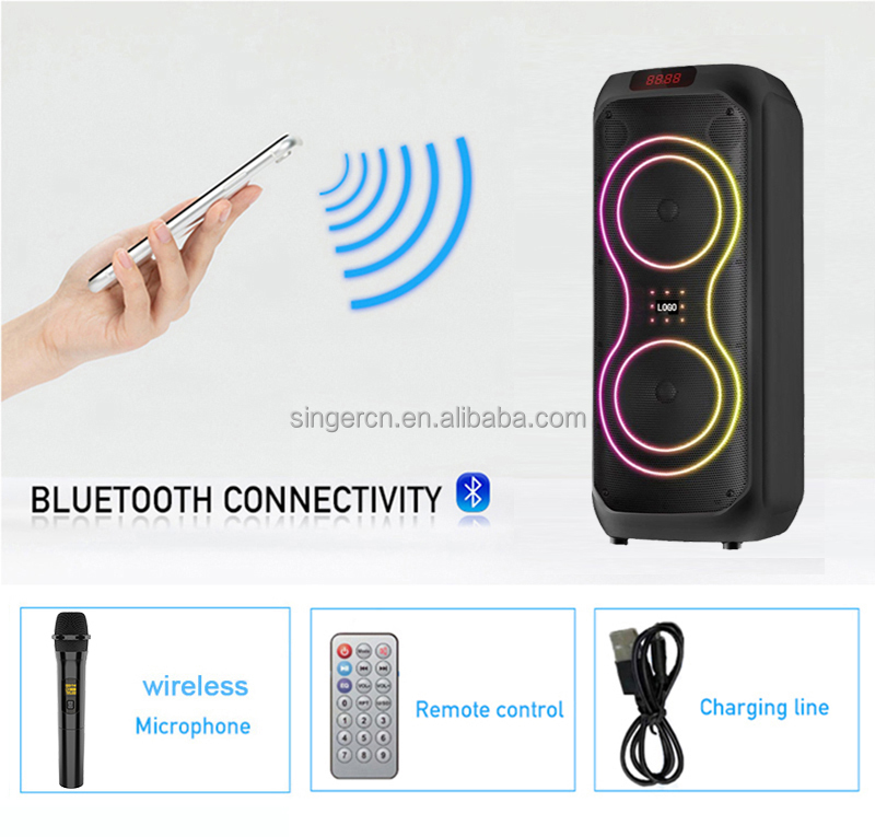 ZQS8255 ポータブルBluetoothスピーカー - カラフルLEDライト付き