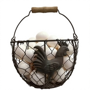 Cesta para Huevos de Alambre Metálico Estilo Rústico con Asa Ajustable, Ecológica, Tamaños S/M/L, Organizador Decorativo para Cocina - Product Image 1