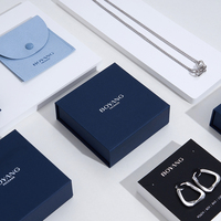 Scatola per Gioielli Magnetica a Forma di Libro in Cartone Blu Ecologico Personalizzata