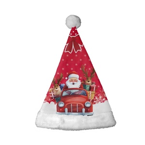 Chapeau de Père Noël imprimé sur demande (POD) avec motif <span class=keywords><strong>renne</strong></span>, sans quantité minimale de commande, personnalisable pour toute la famille, ajustable pour enfants, décontracté, pour l'extérieur - Product Image 1