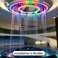 Écran de cascade d'eau numérique LED en acier inoxydable, affichage interactif, fontaine commerciale avec installation intérieure 110-230V