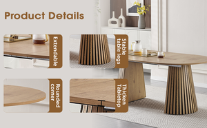 Table à manger ovale extensible élégante <span class=keywords><strong>en</strong></span> MDF de 120-160 cm pour la maison, l'hôtel et les espaces de restauration – Nouveauté 2025 à prix compétitif - Product Image 2